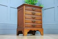 Antique Edwardian Walnut Small Music Sheet Cabinet Chest of 5 Drop Front Drawers