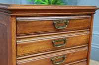 Antique Edwardian Walnut Small Music Sheet Cabinet Chest of 5 Drop Front Drawers