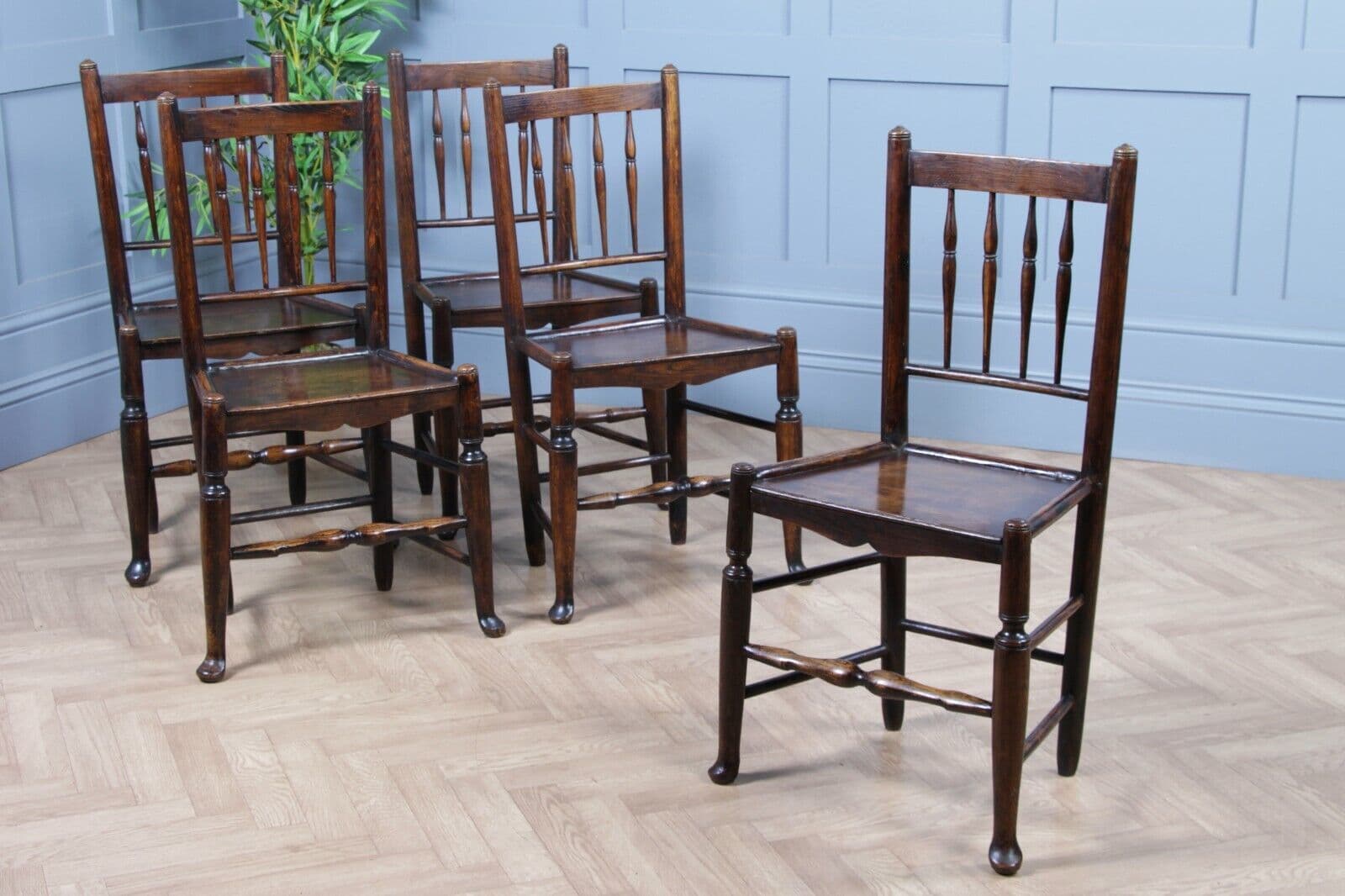 Antique Georgian Country Fiddle back Oak Flip Top Dining Table and 5 ...