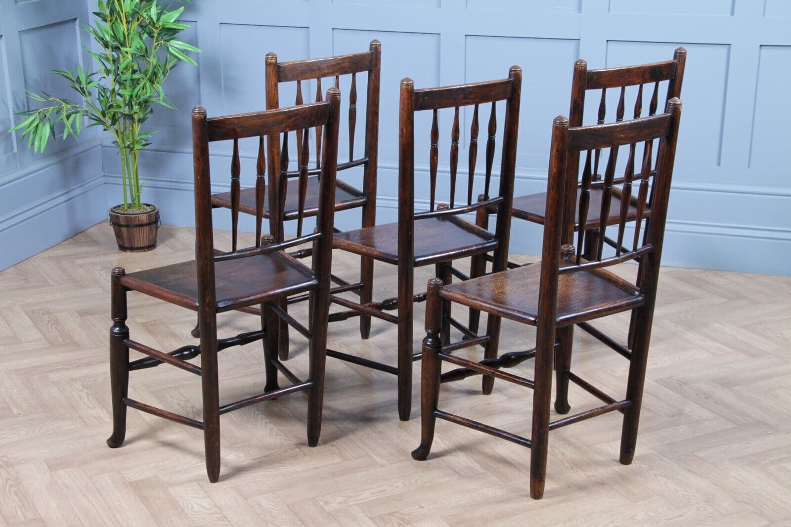 Antique Georgian Country Fiddle back Oak Flip Top Dining Table and 5 ...