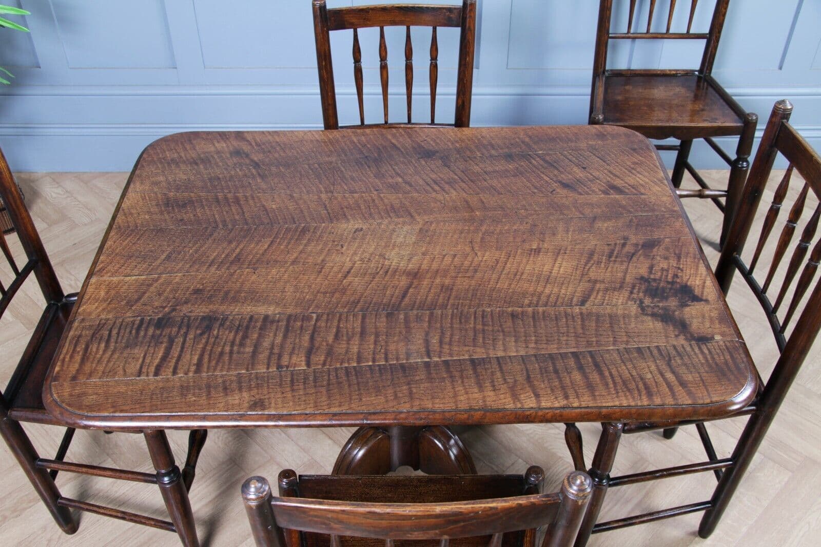 Antique Georgian Country Fiddle back Oak Flip Top Dining Table and 5 ...