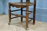 Antique Georgian Country Handmade Primitive Solid Ash Hoof Foot Hall Chair C1770