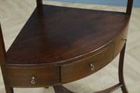 Antique Georgian Mahogany Inlaid Corner Wash Stand Occasional Lamp / Plant Table