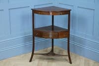 Antique Georgian Mahogany Inlaid Corner Wash Stand Occasional Lamp / Plant Table