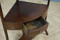 Antique Georgian Mahogany Inlaid Corner Wash Stand Occasional Lamp / Plant Table