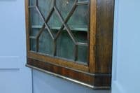 Antique Georgian Oak & Mahogany Glazed Corner Wall Hanging Cabinet Drinks C1820