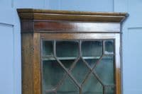 Antique Georgian Oak & Mahogany Glazed Corner Wall Hanging Cabinet Drinks C1820