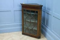 Antique Georgian Oak & Mahogany Glazed Corner Wall Hanging Cabinet Drinks C1820