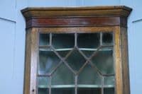 Antique Georgian Oak & Mahogany Glazed Corner Wall Hanging Cabinet Drinks C1820