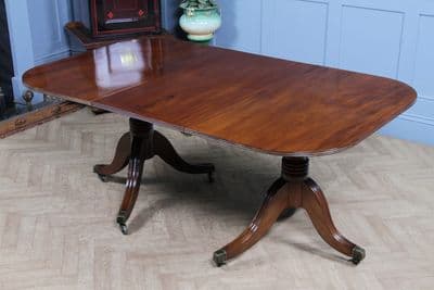 Antique Georgian Regency Mahogany D End Pedestal Dining Table Pair, Side Tables