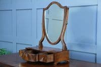 Antique Georgian Shield Mahogany Dressing Table Toilet Swing Mirror with drawers