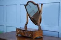 Antique Georgian Shield Mahogany Dressing Table Toilet Swing Mirror with drawers