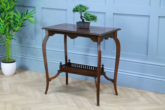 Antique Late Edwardian Walnut Gallery Base Hall, Sofa, Lamp Table C1900