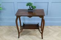 Antique Late Edwardian Walnut Gallery Base Hall, Sofa, Lamp Table C1900