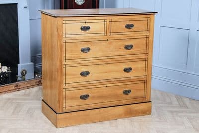 Antique Late Victorian Aesthetic Movement Satinwood Chest Bank of 5 Drawers 1900