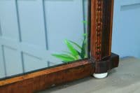 Antique Late Victorian Burr Walnut Tunbridge Ware Inlaid Over Mantle Mirror 1890