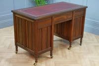 Antique Late Victorian Edwardian Mahogany 7 Drawer Pedestal Desk Restored C1890