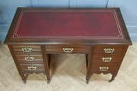 Antique Late Victorian Edwardian Mahogany 7 Drawer Pedestal Desk Restored C1890