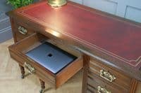 Antique Late Victorian Edwardian Mahogany 7 Drawer Pedestal Desk Restored C1890