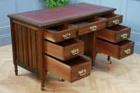 Antique Late Victorian Edwardian Mahogany 7 Drawer Pedestal Desk Restored C1890