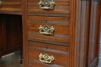 Antique Late Victorian Edwardian Mahogany 7 Drawer Pedestal Desk Restored C1890