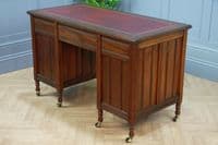 Antique Late Victorian Edwardian Mahogany 7 Drawer Pedestal Desk Restored C1890