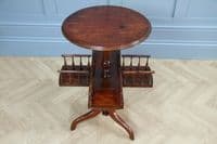 Antique Late Victorian Edwardian Revolving book table, Lazy Waiter Gallery Base C1880
