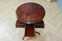 Antique Late Victorian Edwardian Revolving book table, Lazy Waiter Gallery Base C1880