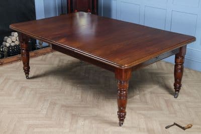 Antique Late Victorian Solid Mahogany Grand Wind Out 1 Leaf Dining Table C1880