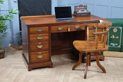Antique Late Victorian Twin Pedestal Clerk's Desk Walnut Writing Table Hall 1880
