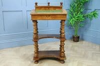 Antique Late Victorian Walnut Open Shelf Davenport Desk Inlaid Bureau Original