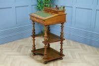 Antique Late Victorian Walnut Open Shelf Davenport Desk Inlaid Bureau Original