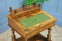 Antique Late Victorian Walnut Open Shelf Davenport Desk Inlaid Bureau Original