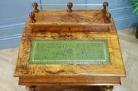 Antique Late Victorian Walnut Open Shelf Davenport Desk Inlaid Bureau Original