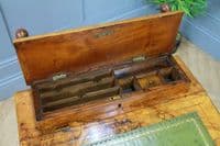 Antique Late Victorian Walnut Open Shelf Davenport Desk Inlaid Bureau Original