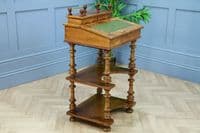 Antique Late Victorian Walnut Open Shelf Davenport Desk Inlaid Bureau Original
