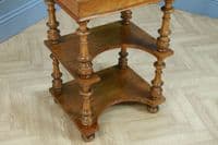 Antique Late Victorian Walnut Open Shelf Davenport Desk Inlaid Bureau Original