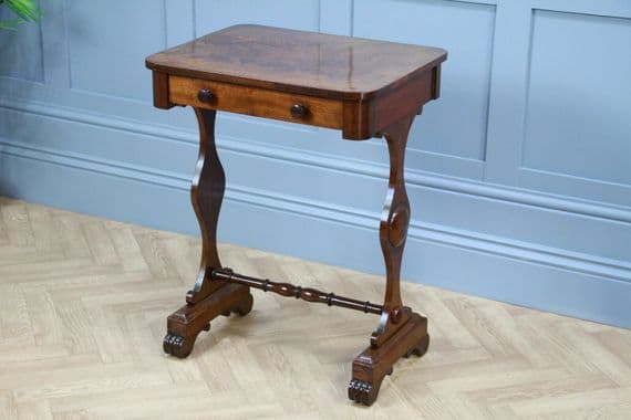 Antique Original Early Victorian Flame Grain Mahogany Hall Sofa Lamp Table C1850