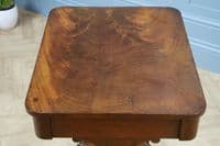 Antique Original Early Victorian Flame Grain Mahogany Hall Sofa Lamp Table C1850