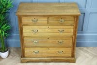 Antique Original Edwardian Ash 5 Draw Chest of Drawers Waxed C1900