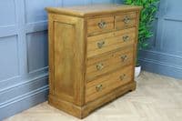 Antique Original Edwardian Ash 5 Draw Chest of Drawers Waxed C1900