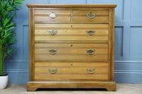 Antique Original Edwardian Ash 5 Draw Chest of Drawers Waxed C1900