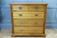 Antique Original Edwardian Ash 5 Draw Chest of Drawers Waxed C1900