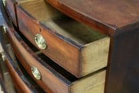 Antique Original Georgian Flame Grain Bow Front Mahogany Chest of 5 Drawers 1840
