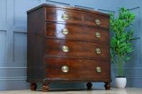 Antique Original Georgian Flame Grain Bow Front Mahogany Chest of 5 Drawers 1840