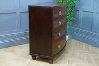 Antique Original Georgian Flame Grain Bow Front Mahogany Chest of 5 Drawers 1840
