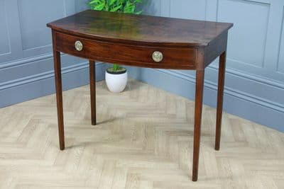 Antique Original Georgian Flame Grain Mahogany Bow Front Desk Side Hall Table