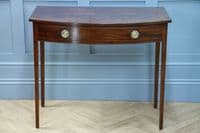 Antique Original Georgian Flame Grain Mahogany Bow Front Desk Side Hall Table