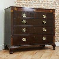 Antique Original Georgian Inlaid Mahogany Chest of 5 Drawers Rare w/key C1800