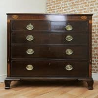 Antique Original Georgian Inlaid Mahogany Chest of 5 Drawers Rare w/key C1800